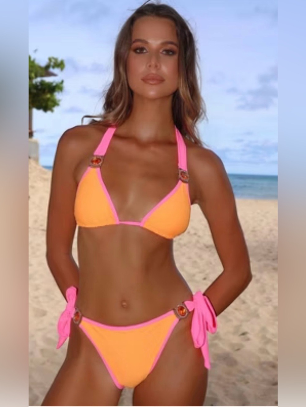 NWOT Moda Minx Neon Orange & Pink Bikini Set